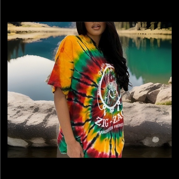 TIE DYE ZIG ZAG Braunstein Fr'eres Qualite Superieurp Portrait Of ZZ Man T-Shirt - Picture 6 of 15
